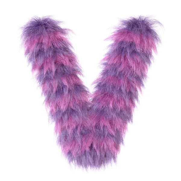 3D装飾漫画動物紫色の毛皮の手紙V — ストック写真