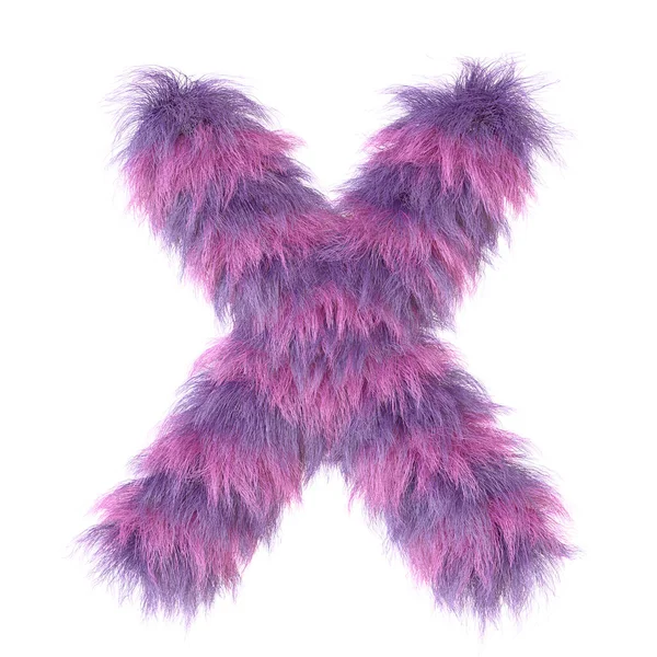 3D dekorativní karikatura zvíře fialové kožešiny písmeno X — Stock fotografie