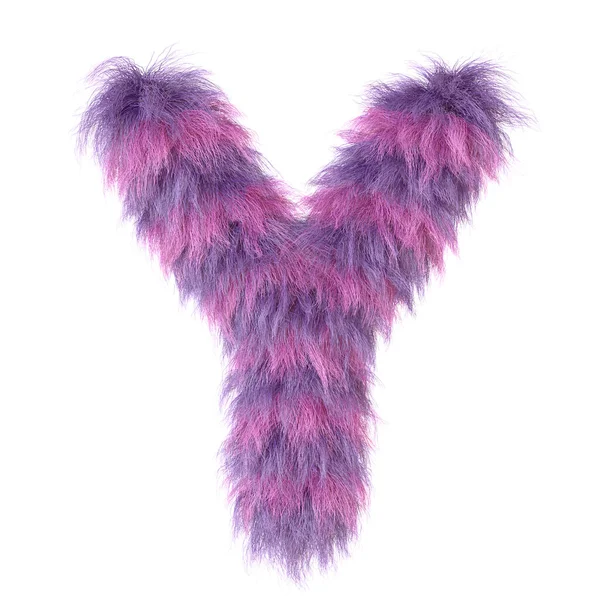 3d декоративный мультфильм животное фиолетовый мех письмо Y — стоковое фото