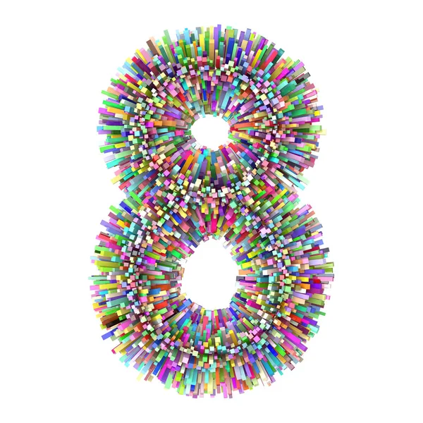 3D Multicolor tégla kreatív aranyos dekoratív szám 8 — Stock Fotó