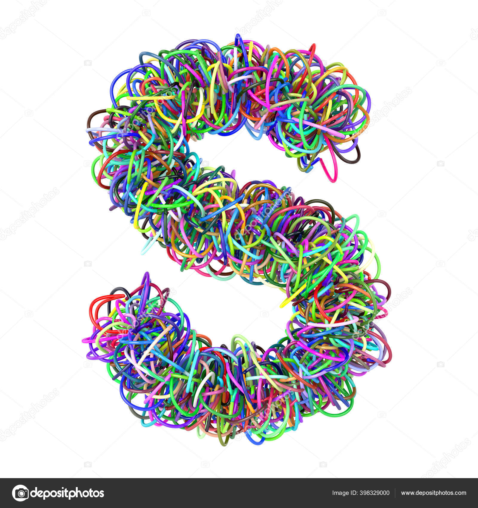 3D färgade trådar kreativ tecknad dekorativ bokstav S — stockfoto ©  KTVector #398329000, image size:1600x1700
