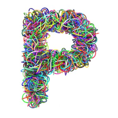 3D renkli kablolar yaratıcı çizgi film dekoratif harfi P