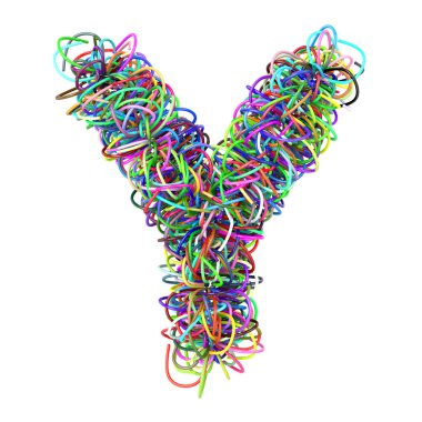 3D renkli kablolar yaratıcı çizgi film dekoratif harfi Y