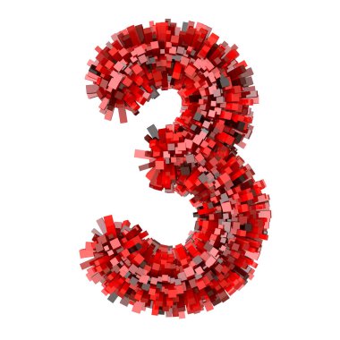 3D Red Bricks yaratıcı çizgi film dekoratifi numara 3
