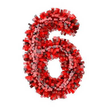 3D Red Bricks yaratıcı çizgi film dekoratif numara 6