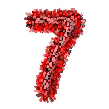 3D Red Bricks yaratıcı çizgi film dekoratif numara 7