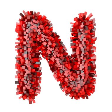 3D Red Bricks karikatür yaratıcı dekoratif harf N