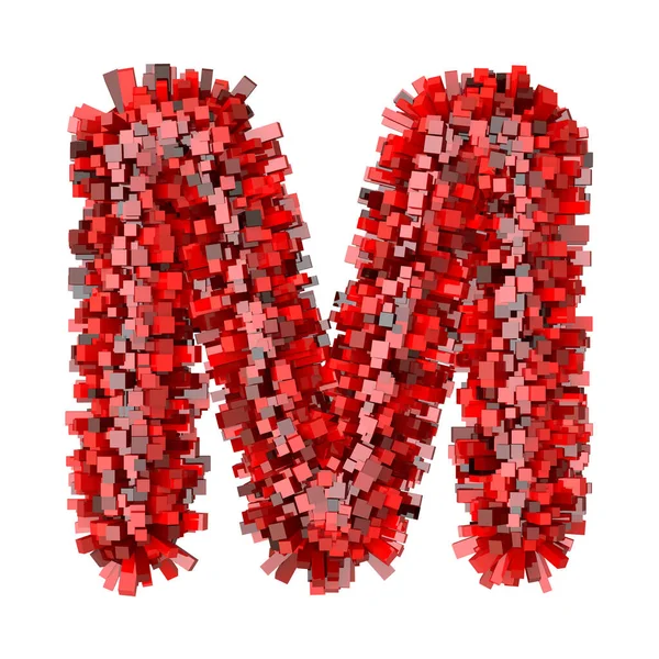 3D Red Bricks karikatür yaratıcı dekoratif harf M — Stok fotoğraf