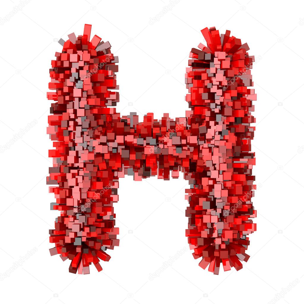3d Red Bricks cartoon creative decorative letter H