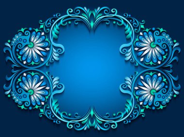 Soyut vektör süslemeli doğa vintage çerçeve.