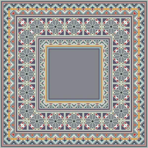 Soyut etnik geometrik süslemeleri olan renkli vektör mozaik kilim. — Stok Vektör