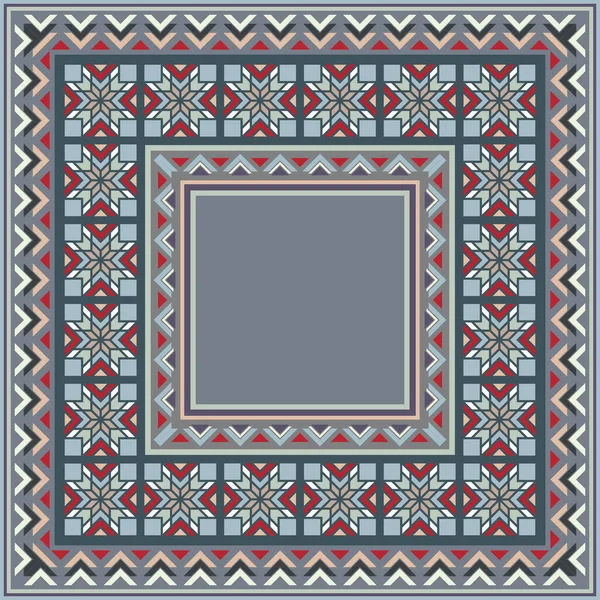 Soyut etnik geometrik süslemeleri olan renkli vektör mozaik kilim.