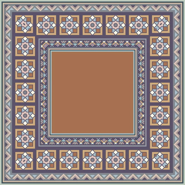 Soyut etnik geometrik süslemeleri olan renkli vektör mozaik kilim.