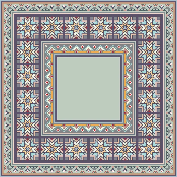 Soyut etnik geometrik süslemeleri olan renkli vektör mozaik kilim.