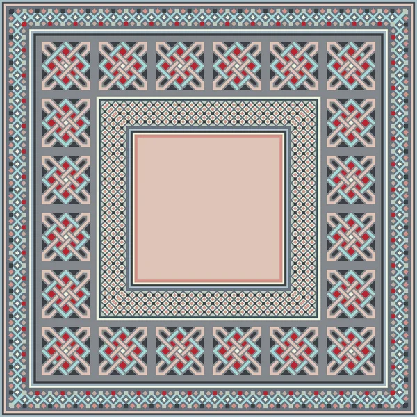 Bunter Vektor-Mosaikteppich mit abstrakten ethnischen geometrischen Ornamenten. — Stockvektor
