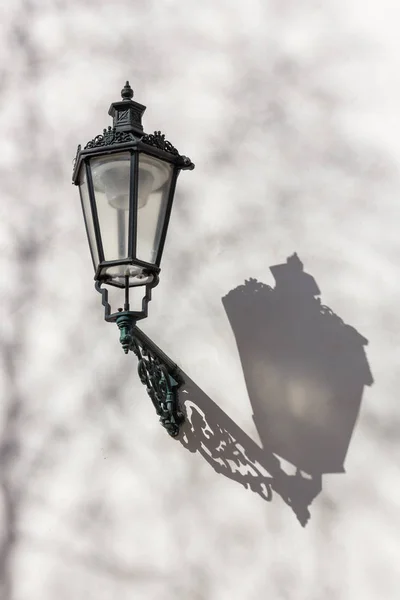 Old Style Iron Lantern White Wall Shadows — Stock Photo, Image