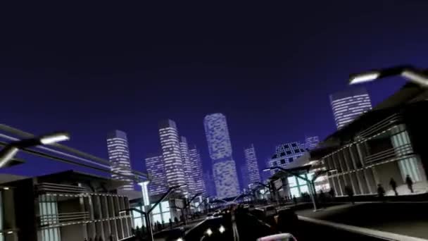 Animación Ciudad Nocturna — Vídeos de Stock