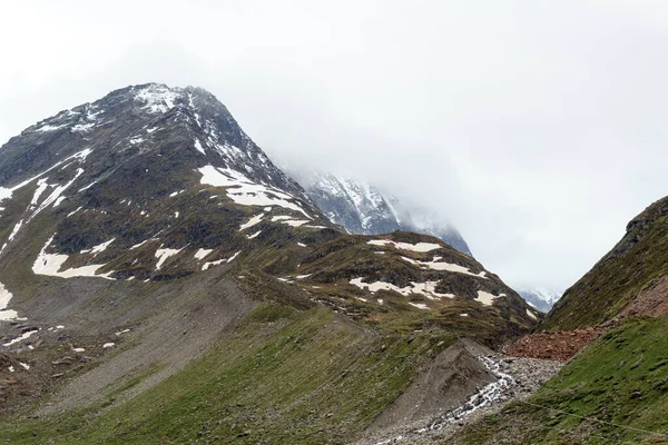 Bergsneeuw Panorama Materiaal Kabelbaan Tirol Alpen Oostenrijk — Stockfoto