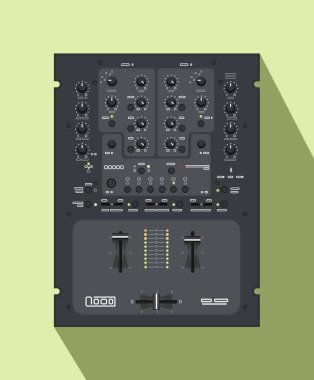 Vektör içinde gerçekçi çizik dj karıştırıcısı. Gece hayatı temalı posterler için malzeme. DJ savaşları için popüler bir uzaktan kumanda. Tişört bastırmak için kullanılan resim. Turntablizm bir hip hop temasıdır.