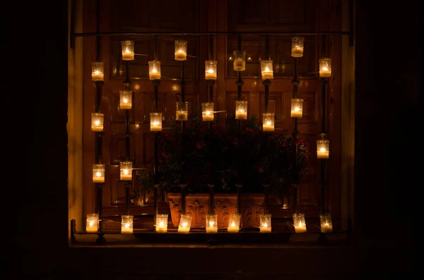 Velas Rua Noite Das Velas Pedraza Segovia Espanha — Fotografia de Stock