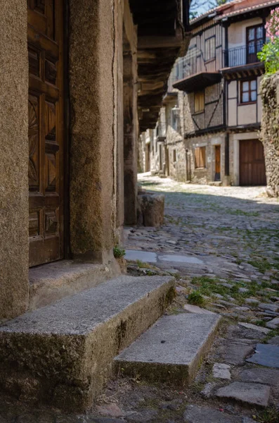 İspanya 'nın orta çağ köyü La Alberca, Salamanca' nın sokakları