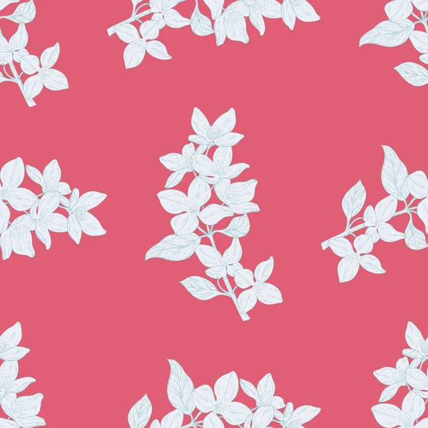 Varrat nélküli színes textil minta. Növény-virág, virág szabadkézi rajz ág — Stock Vector