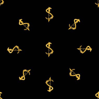 Altın dolar Dikişsiz desen arka plan. Bir kartvizit, afiş, poster, defter, modern elle çizilmiş grunge hat ile davet için şablon