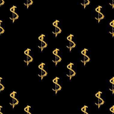 Altın dolar Dikişsiz desen arka plan. Bir kartvizit, afiş, poster, defter, modern elle çizilmiş grunge hat ile davet için şablon