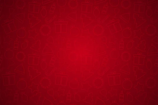 Navidad Navidad fondo rojo con iconos y espacio de copia. Plantilla para un banner, cartel, compras, descuento — Vector de stock