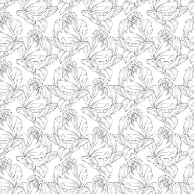 Seamless modeli. Çiçek, dal çiçek mürekkep kroki ile bitki. Şablon için bir kartvizit, afiş, poster, defter, davet, renkli kitap