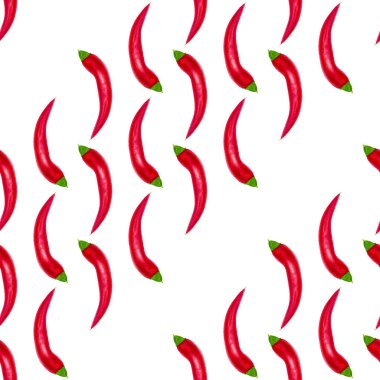 Kırmızı biber Dikişsiz desen arka plan. Bir kartvizit, afiş, poster, defter, davet, modern suluboya botanik sanat ile menü için şablon