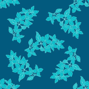 Kesintisiz renk Tekstil desen. Çiçek, dal çiçek mürekkep kroki ile bitki