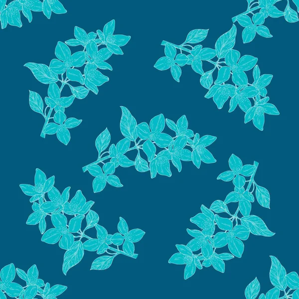 Kesintisiz renk Tekstil desen. Çiçek, dal çiçek mürekkep kroki ile bitki