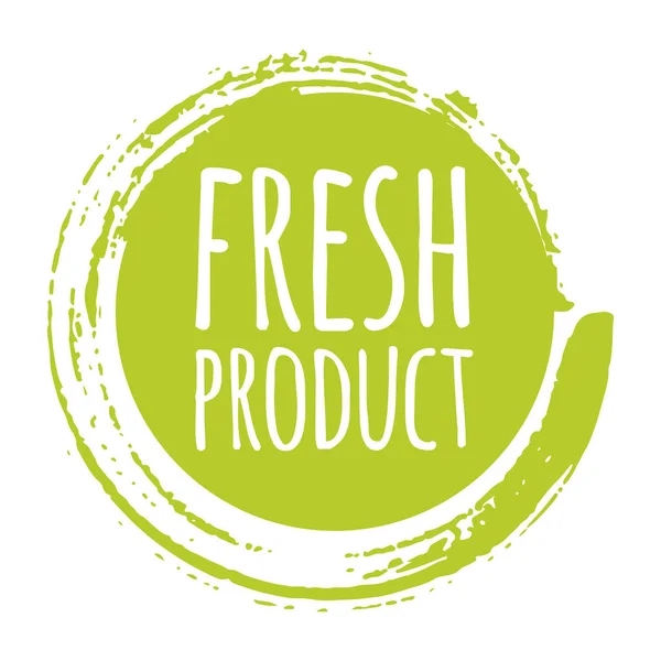 Eco fresh product label, round grunge logo, sticker for natural products packaging