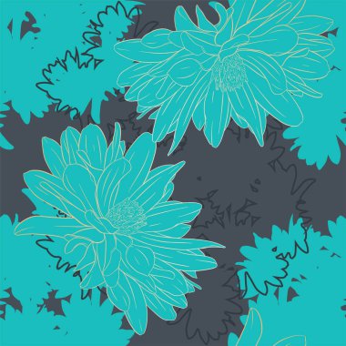 Çiçek dikişsiz desen. Çiçek bitki, çiçek mürekkebinin kroki ile dal. Dahlia, ne oldu? Bir kartvizit, afiş, poster, sarma, kumaş, dizüstü bilgisayar, davetiye için Moda çiçek baskı. Vektör çizimi