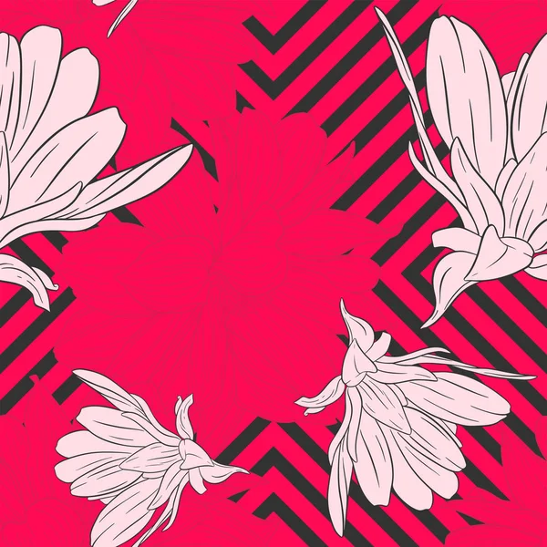 Naadloze bloemen patroon met bloem inkt schets. Dahlia. Mode bloemen print voor een banner, poster, stof, notebook, uitnodiging — Stockvector