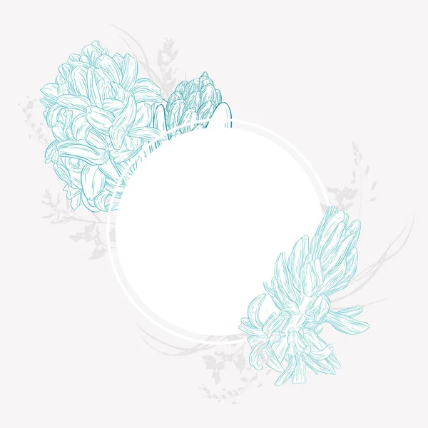 Cartão floral com espaço de cópia. Planta em flor, ramo com esboço de tinta de flor — Vetor de Stock