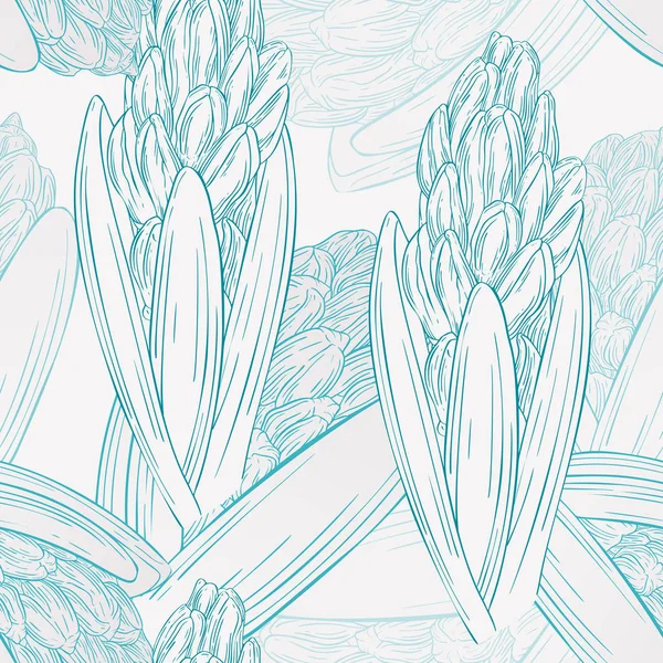 Virágos varratmentes mintázat Jácint. Virág növény, ág virágtintával vázlat — Stock Vector