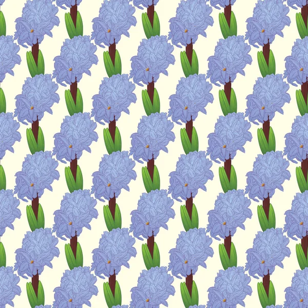Padrão sem costura floral com jacinto. Planta em flor, ramo com esboço de tinta de flor —  Vetores de Stock