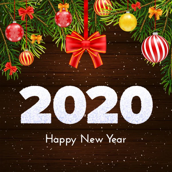 Tarjeta de regalo navideño. Feliz Año Nuevo 2020. Números de nieve — Archivo Imágenes Vectoriales