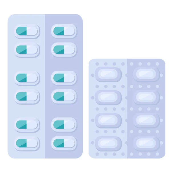 Sticker Antibiotique Sur Fond Blanc Isolé Plaquette Thermoformée Pour Bannière — Image vectorielle