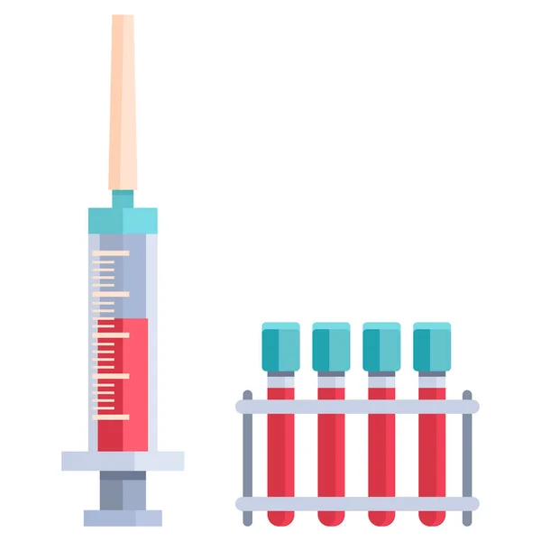 Medical Syringe White Isolated Backdrop Blood Test Tubes Social Banner — Stock Vector