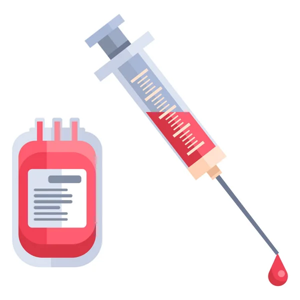 Σύριγγα Αίματος Λευκό Απομονωμένο Φόντο Μετάγγιση Αίματος Για Κοινωνικό Πανό — Διανυσματικό Αρχείο