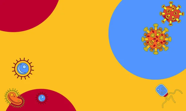 Icônes Virus Sur Fond Coloré Avec Espace Copie Différents Microbes — Image vectorielle