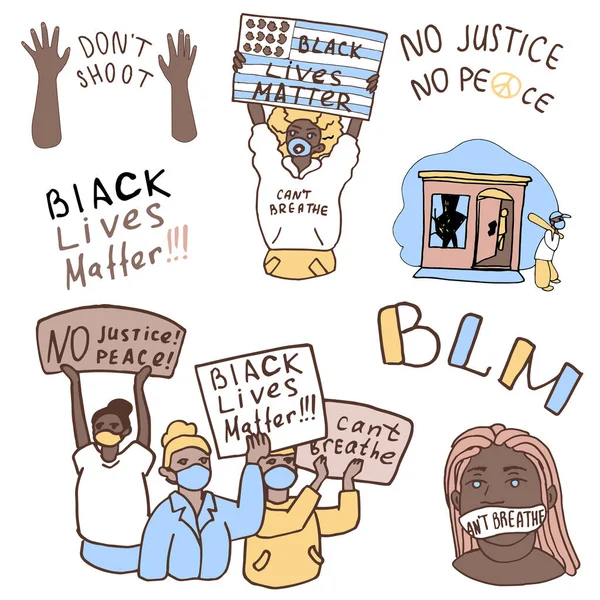Las Vidas Los Negros Importan Texto Sobre Fondo Blanco Aislado — Archivo Imágenes Vectoriales