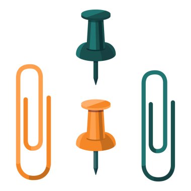 Beyaz izole zemin üzerine yapıştırılmış kağıt tutucu araçlar. Davetiye ya da hediye kartı, defter, banyo fayansı, hatıra defteri. Telefon kılıfı ya da kumaş baskı sanatı. Düz stil stok vektör illüstrasyonu