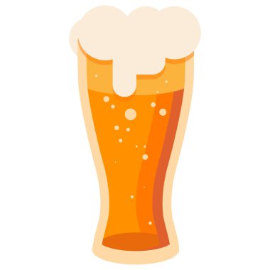 İzole edilmiş beyaz arka planda bir bardak bira. Bira fabrikası davetiye, hediye kartı, defter, el işi bira dükkanı logosu, banyo fayansı, albüm. Telefon kılıfı ya da kumaş baskı sanatı. Düz stil stok vektör illüstrasyonu