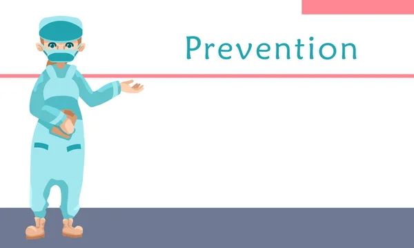 Testo Prevenzione Sfondo Bianco Con Spazio Copia Personale Medico Banner — Vettoriale Stock