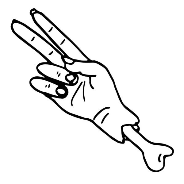 Контурна Рука Зомбі Білому Ізольованому Тлі Символ Шматка Запрошення Або — стоковий вектор