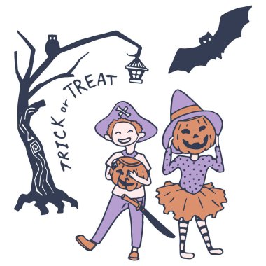 Ürkütücü çocuk etiketi beyaz izole arka plana yapıştırılmış. Davetiye ya da hediye kartı, defter, banyo fayansı, hatıra defteri. Telefon kılıfı ya da kumaş baskı sanatı. Doodle biçimi stok vektör çizimi